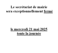 Fermeture du secrétariat de mairie