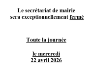Fermeture du secrétariat de mairie