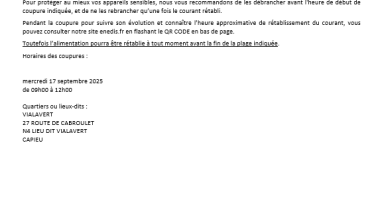 Coupure électricité